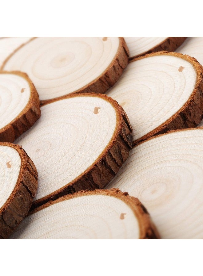 Fuyit Natural Wood Slices, 30 Pcs 3.5-4 Inch Unfinished Predrilled Wooden Circles Tree Slice With Hole & Barks For Diy Arts Craft Christmas Ornaments - Image 3