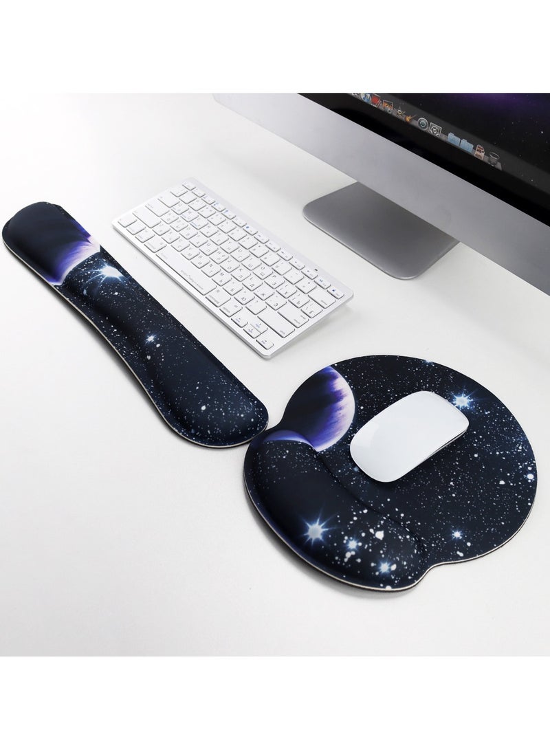 LOULUEN 2-Piece Music Printed Keyboard Wrist Rest Pad And Mouse Pad Set