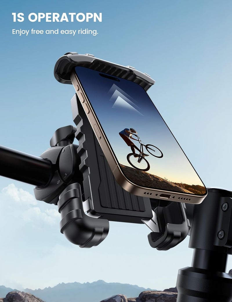Lamicall Bike Phone Holder Mount - [Lockable & Rotating] Motorcycle Handlebar Phone Mount Clamp, Gifts, E-Bike, ATV Scooter Phone Clip for iPhone Air 17 16 15 14 Pro Max Plus, S20, 4.7-6.8" Cellphone - Image 3