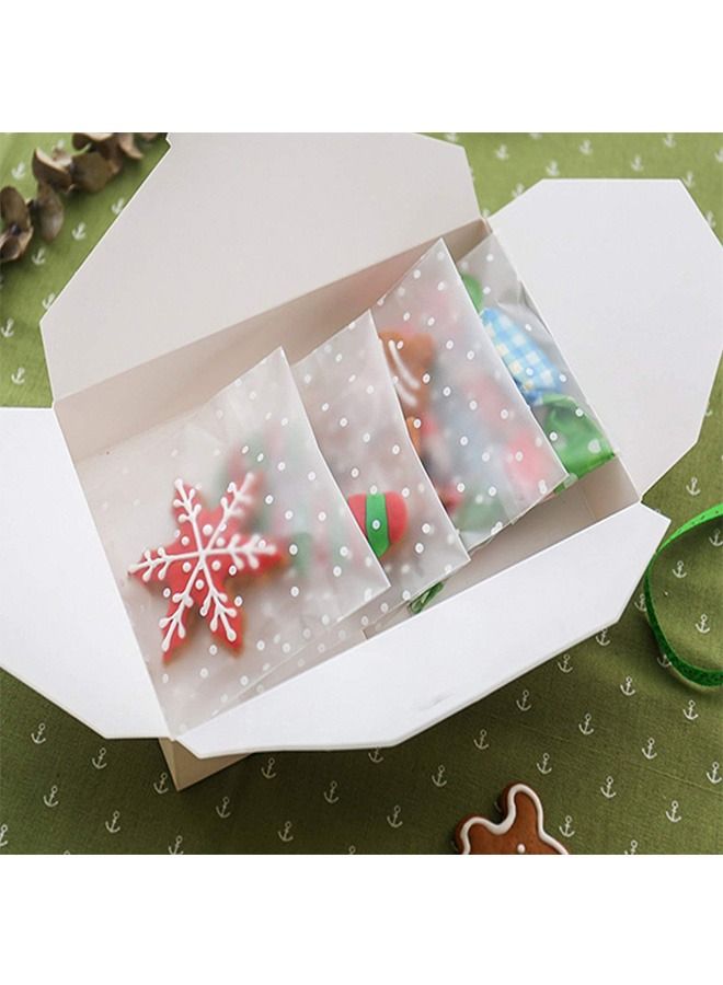 Ant 200 Piece DIY Self Adhesive Plastic Transparent Candy Cookie Gift Bag, Reclosable White Polka Dot Self Sealing Packaging Bags, Chocolate Small Treat for Party Birthday Wedding - Image 4