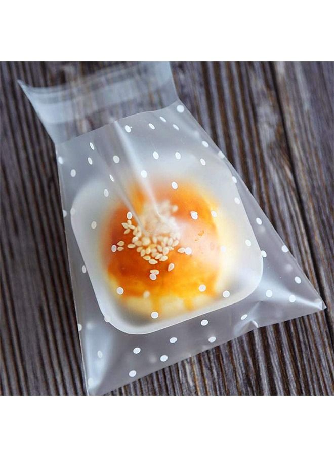 Ant 200 Piece DIY Self Adhesive Plastic Transparent Candy Cookie Gift Bag, Reclosable White Polka Dot Self Sealing Packaging Bags, Chocolate Small Treat for Party Birthday Wedding - Image 3