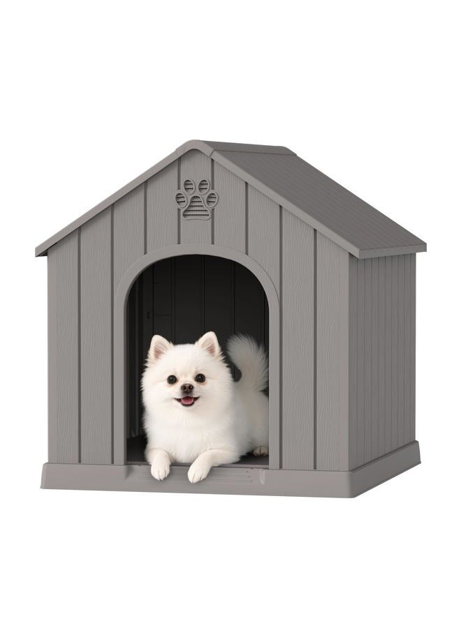 Fancyango Dog House Outdoor Indoor, Weatherproof Insulated Dog House with Elevated Floor and Air Vents for Small to Medium Dogs,Easy Clean and Assemble (Grey, 26.18''L × 24.02''W × 25.98''H) - Image 1
