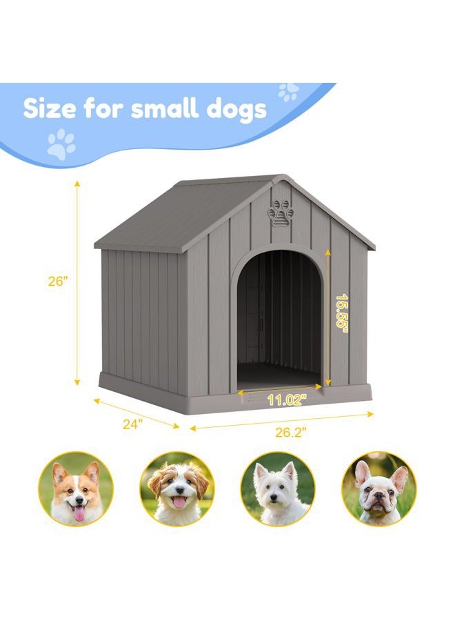 Fancyango Dog House Outdoor Indoor, Weatherproof Insulated Dog House with Elevated Floor and Air Vents for Small to Medium Dogs,Easy Clean and Assemble (Grey, 26.18''L × 24.02''W × 25.98''H) - Image 3