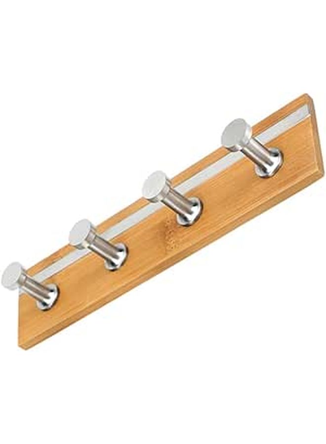 Stainless Steel Wall Mounted 4 Hook Towel Organizer For Shower Bathroom Toilet - Image 1