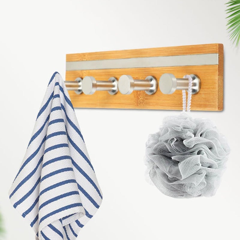 Stainless Steel Wall Mounted 4 Hook Towel Organizer For Shower Bathroom Toilet - Image 5