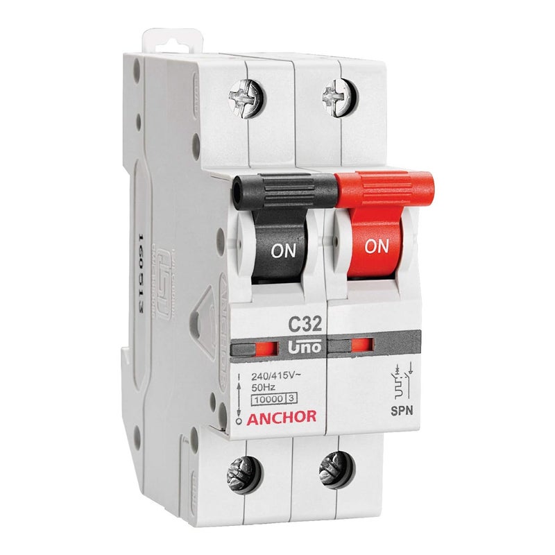Anchor by Panasonic UNO 63 Amp Solid Pole Neutral Type C Curve MCB ISI Marked SPN 63A Miniature Circuit Breaker 98016