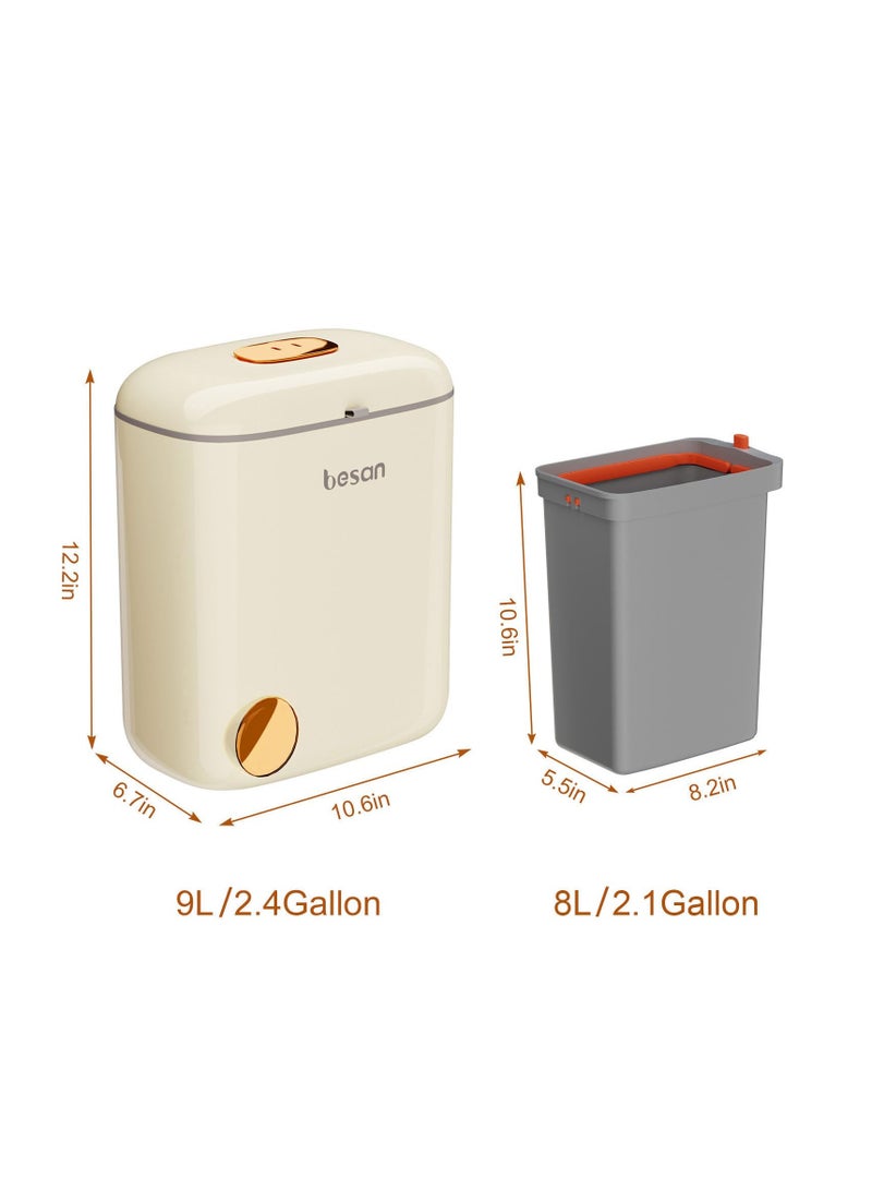 Barakah حاوية سماد المطبخ سلة مهملات معلقة، سلة نفايات مثبتة على الحائط منزلية مع غطاء، سلة قمامة مثبتة على الحائط بسعة 9 لترات مع دلو داخلي، سلة مهملات تحت الحوض للمطبخ، الحمام، غرفة النوم، الخزانة - Image 5