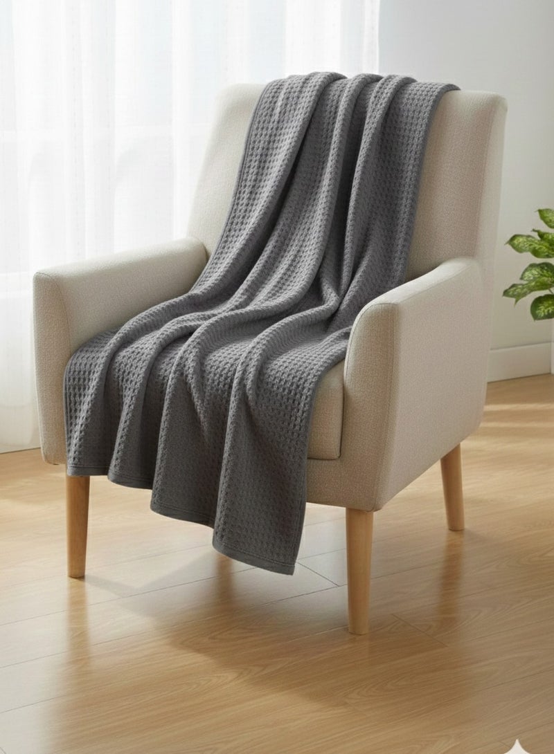 Nile Weave Elegant Egyptian Cotton Waffle Throw Blanket – ultra-soft, lightweight, and beautifully crafted. Enjoy luxurious comfort, breathable warmth, and timeless sophistication in any room. - Image 1