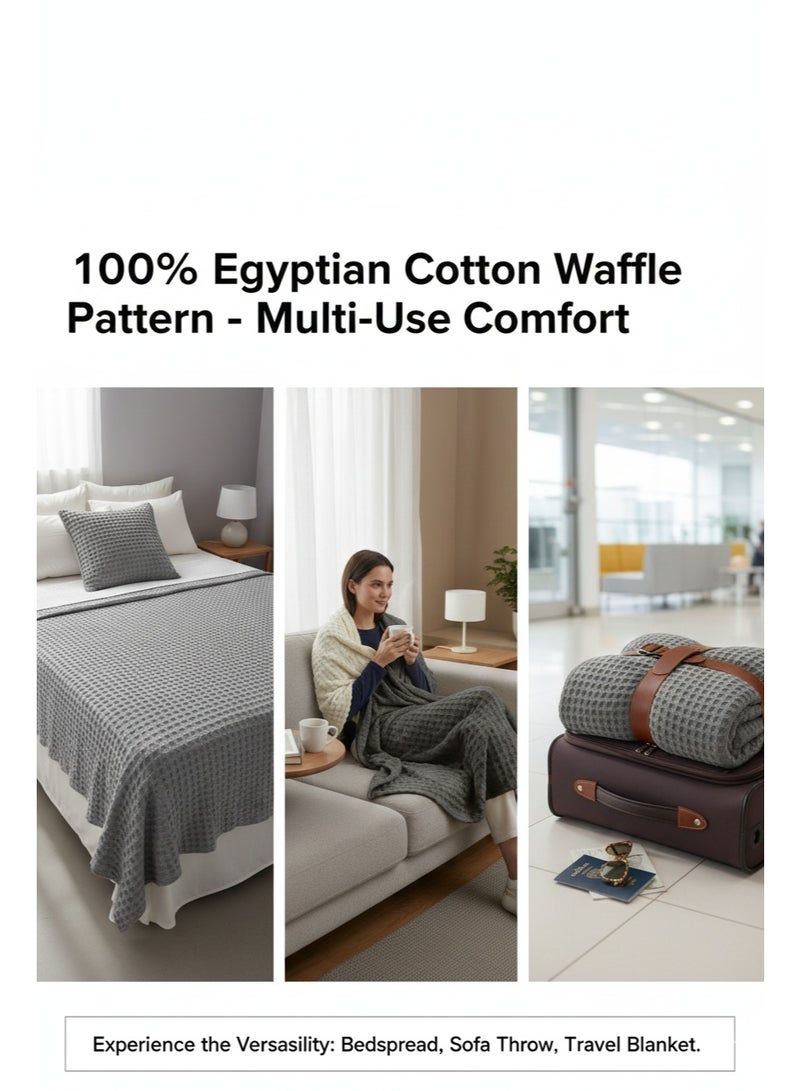 Nile Weave Elegant Egyptian Cotton Waffle Throw Blanket – ultra-soft, lightweight, and beautifully crafted. Enjoy luxurious comfort, breathable warmth, and timeless sophistication in any room. - Image 4