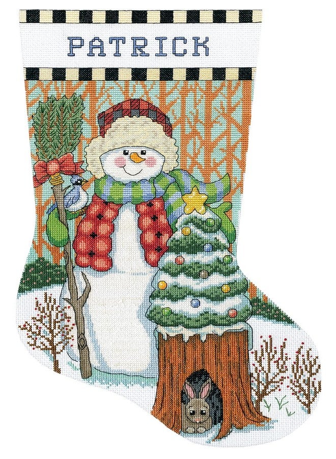 DesignWorks Ink Design Works Crafts Woodland Snowman Counted Cross Stitch Stocking Kit - Image 1