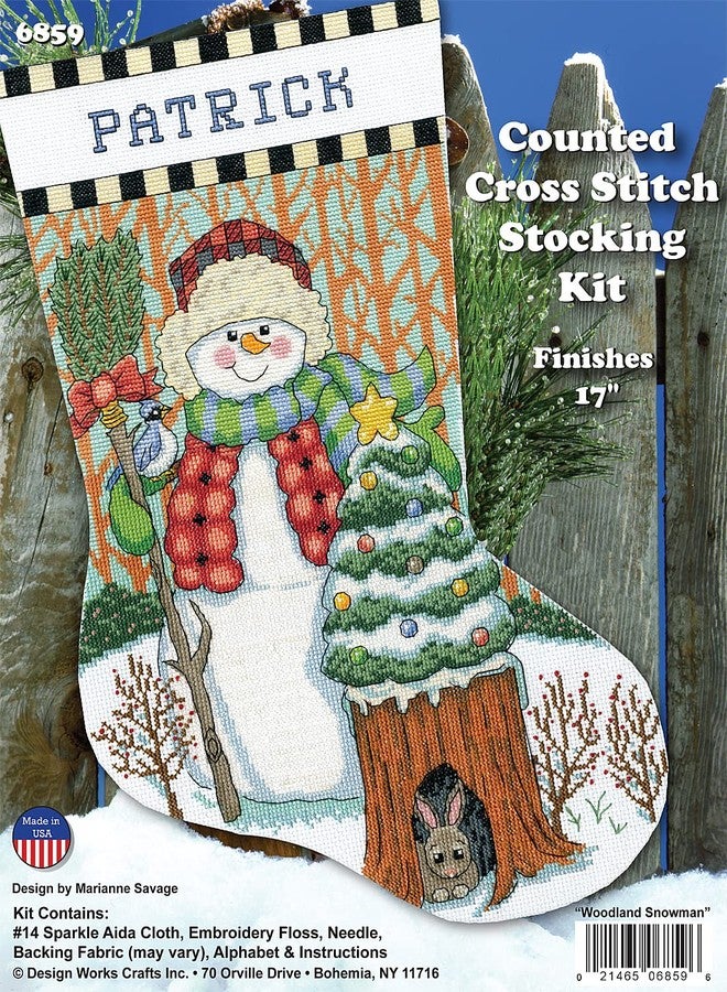 DesignWorks Ink Design Works Crafts Woodland Snowman Counted Cross Stitch Stocking Kit - Image 2