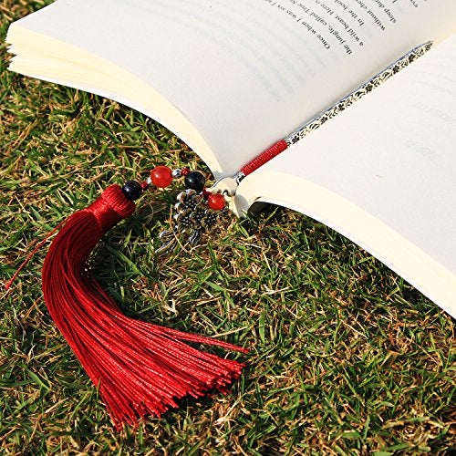 GTHER Chinese Metal Bookmarks with Tassel, Vintage Bookmark Unique Classical Ancient Chinese Hairpin Bookmark with Handmade Silky Tassel for Book Lovers Unique Gift - Image 3
