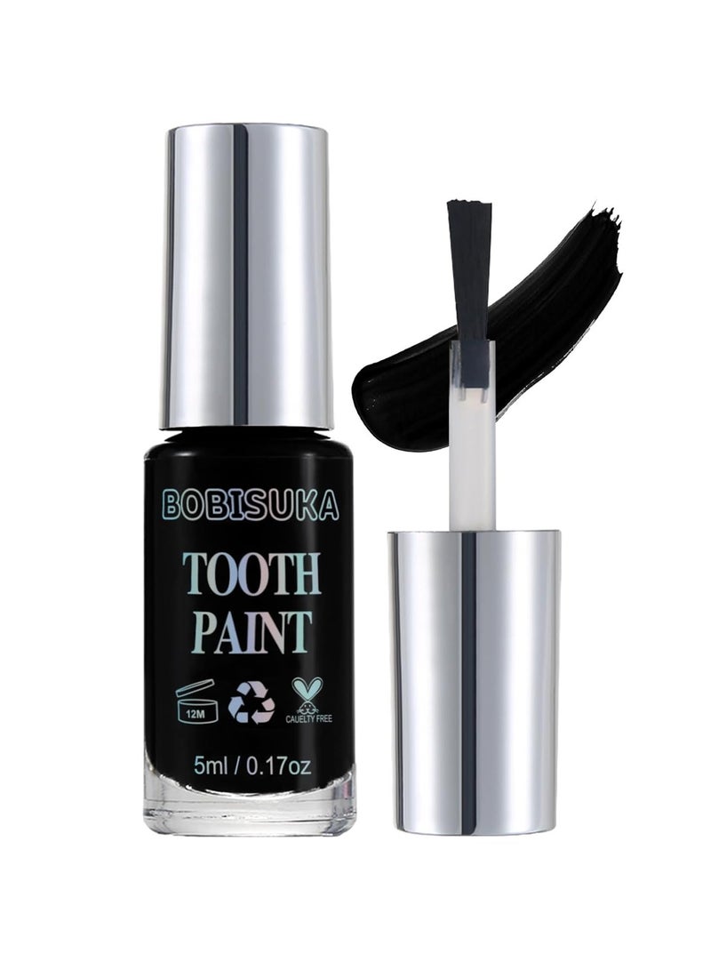 BOBISUKA BOBISUKA Black Tooth Paint, Professional Black Out Teeth Makeup Solution - Safe, Quick Dry & Realistic, Perfect for Cosplay, Halloween Makeup, Theater, and Special Effects (5 ml) - Image 1