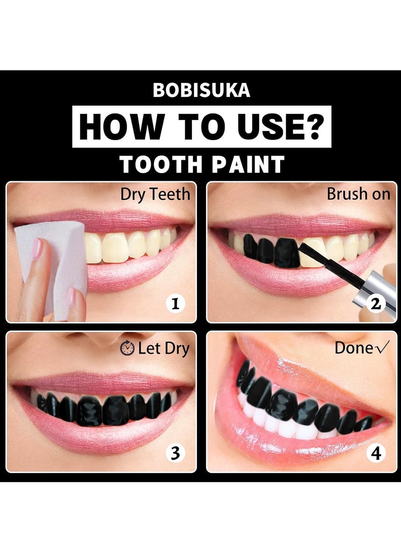 BOBISUKA BOBISUKA Black Tooth Paint, Professional Black Out Teeth Makeup Solution - Safe, Quick Dry & Realistic, Perfect for Cosplay, Halloween Makeup, Theater, and Special Effects (5 ml) - Image 2
