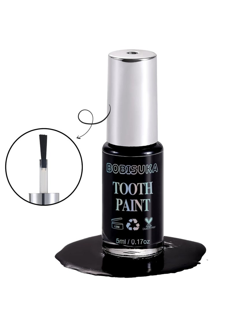 BOBISUKA BOBISUKA Black Tooth Paint, Professional Black Out Teeth Makeup Solution - Safe, Quick Dry & Realistic, Perfect for Cosplay, Halloween Makeup, Theater, and Special Effects (5 ml) - Image 4