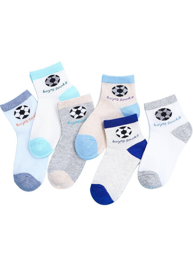 LANG SHA Langsha Children's Socks Boys Cotton Socks Spring And Summer Thin Girls Mesh Breathable Medium And Large Children's Students Cartoon Mid-tube Socks 6 Pairs Pack - Image 4