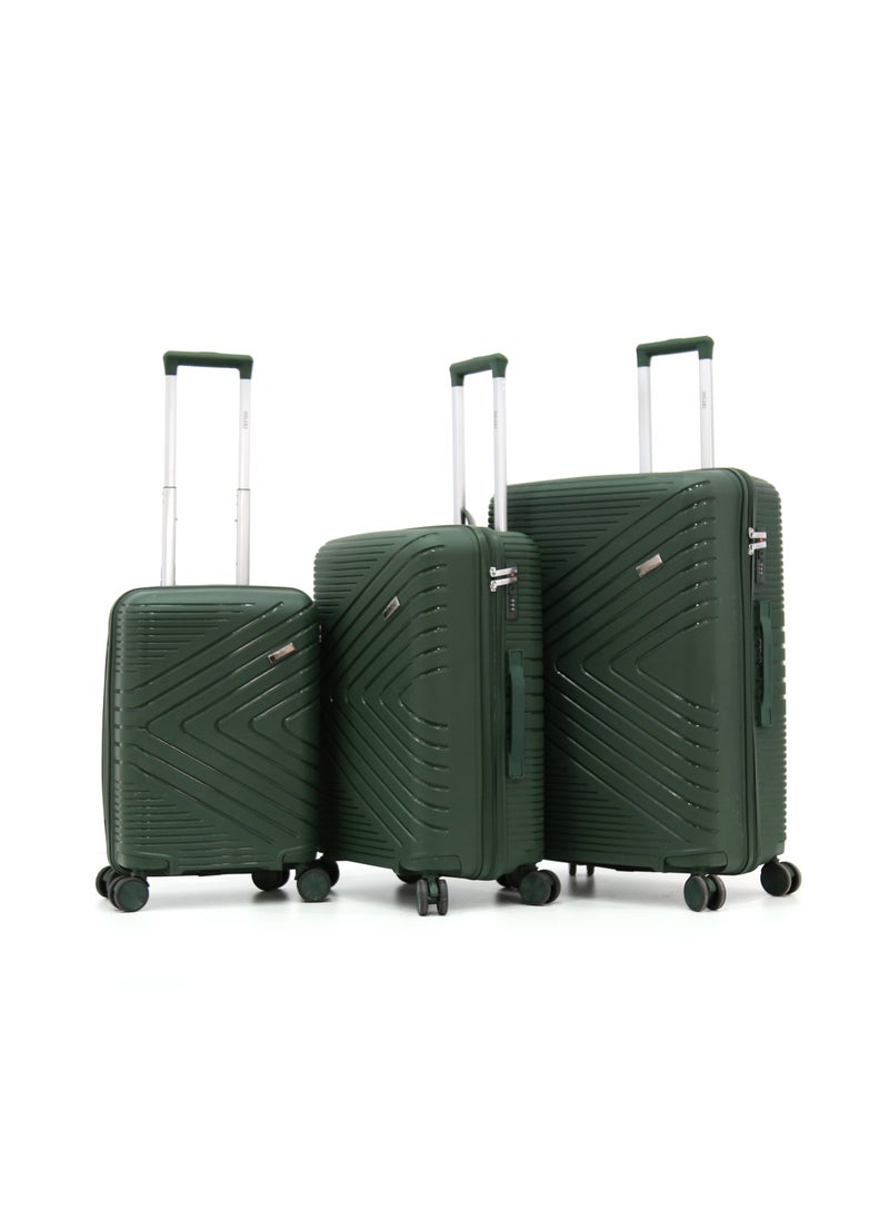 DILIXI - Unbreakable Hardshell PP Luggage Set with 8 Wheels Thick Shell Multi Layer PP 3 Piece Set, 20, 24, 28 Inch (Green) - Image 1