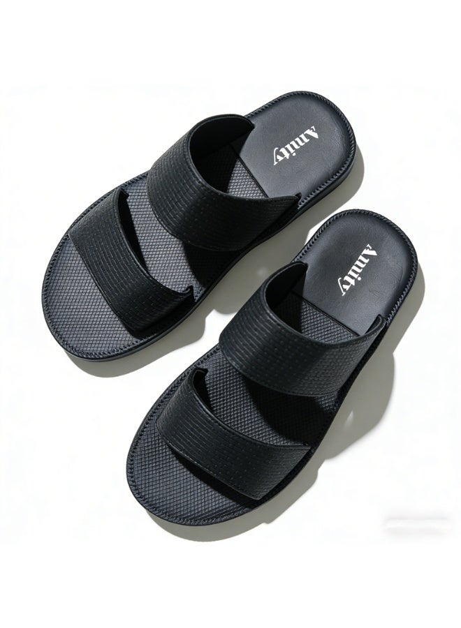 Men's Open Toe Outdoor Slides, Lightweight Breathable Non Slip Durable Summer Casual Slippers, Indoor Beach Pool Camping Daily Walking Shoes - Image 1