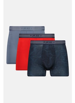 Pajar Men 3 Pieces Brand Logo Boxer Brief, Navy Combo  - Image 1