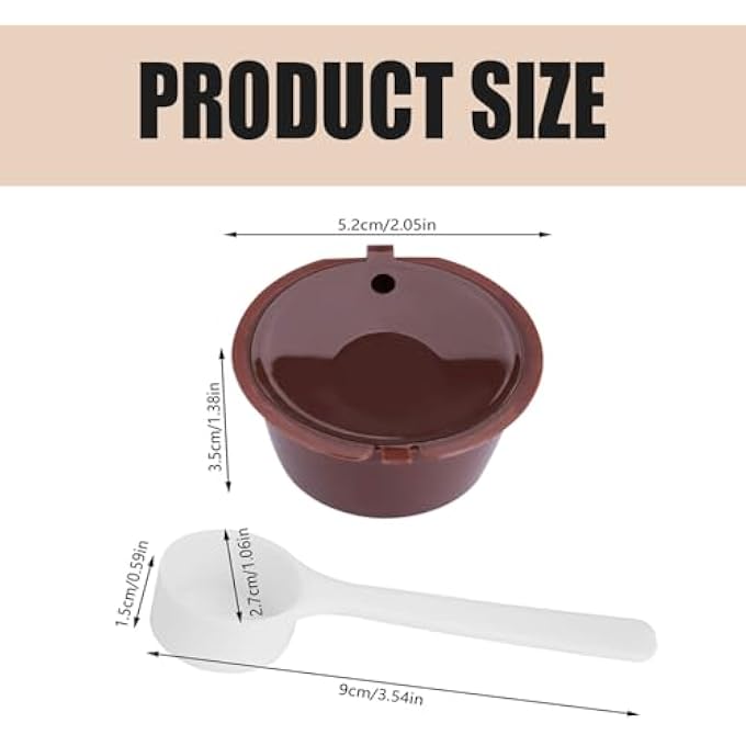 HIHIDAY Reusable Coffee Capsules For Dolce Gusto MachinesReusable Refillable Pods 6 Pcs BpaFree Filter Cups With 2 Plastic Spoon And 2 Cleaning BrushFor Mini Me Piccolo And More Brown - Image 3