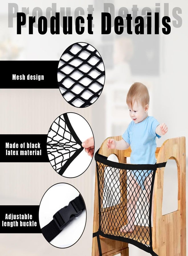 hinbkenla Toddler Tower Safety Net Toddler Safety Net for Enhanced Safety and Convenience,Double-Layer Design with Storage Enhanced Safety for Kids Kitchen Play & Activities - Image 3