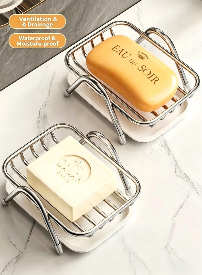 Stainless Steel Wire Bar Soap Dish, Draining Sponge Holder, Countertop Soap Stand for Shower, Bathtub, Kitchen - Image 4
