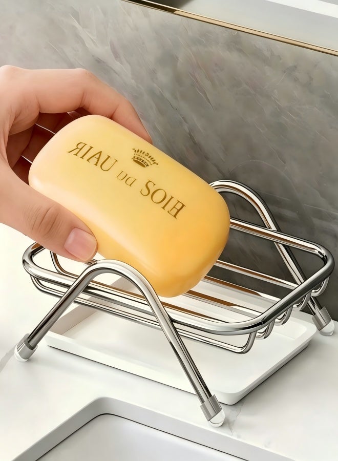 Stainless Steel Wire Bar Soap Dish, Draining Sponge Holder, Countertop Soap Stand for Shower, Bathtub, Kitchen - Image 3