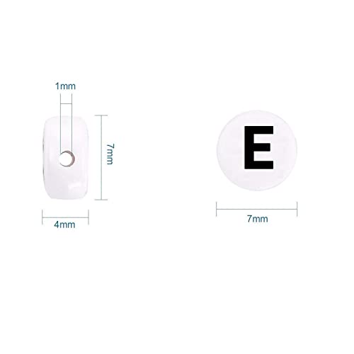 Looconi Amaney Vowel Letter Beads E 100pcs 7×4mm White Round Acrylic Black Alphabet for Jewelry Making - Image 2