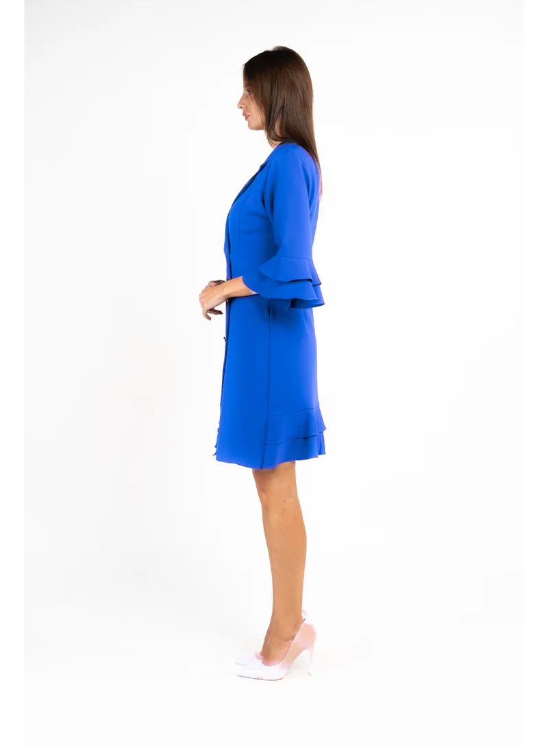 Fashonara royal blue Ruffled Blue Blazer Dress for Women | Best Price UAE