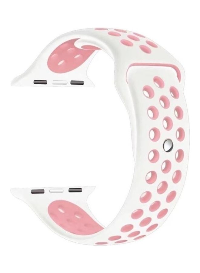 BGM Silicone Replacement Band For Apple Watch Series 6/SE/5/4 40mm And 3/2/1 38mm White/Pink - Image 1