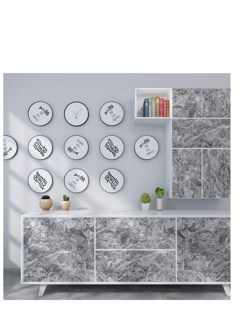 NIBEMINENT Self Adhesive Wallpaper Gray Marble Contact Paper Oilproof Waterproof for Kitchen Bathroom Peel and Stick Countertop PVC - Image 2