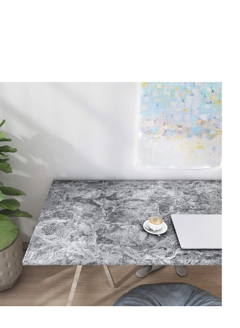 NIBEMINENT Self Adhesive Wallpaper Gray Marble Contact Paper Oilproof Waterproof for Kitchen Bathroom Peel and Stick Countertop PVC - Image 5