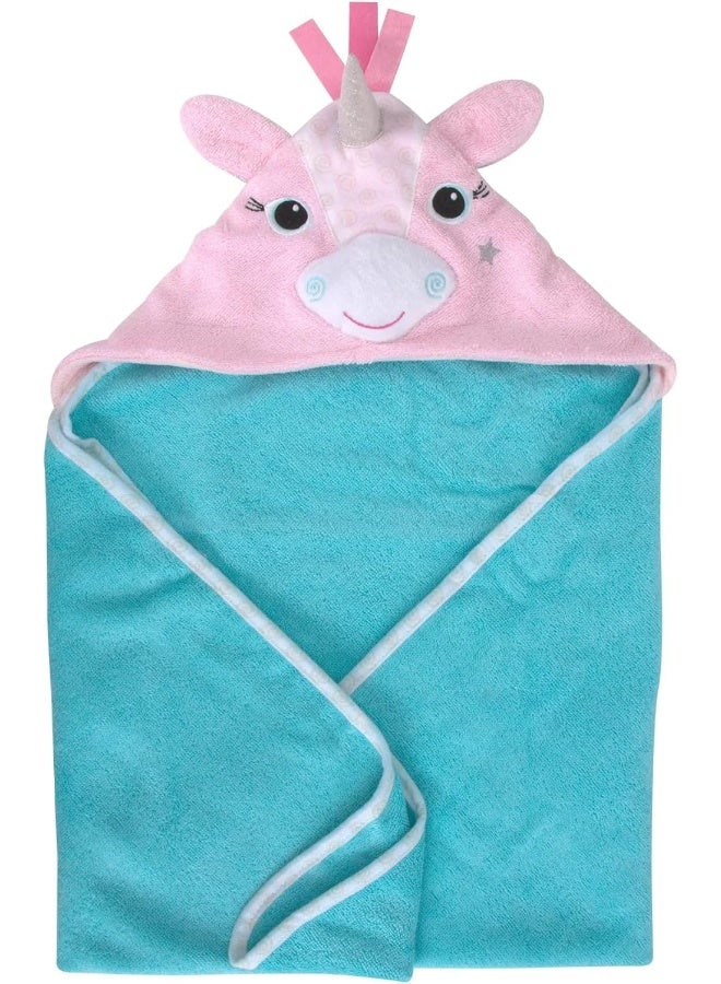 Zoocchini Hooded Baby Towel - Ellie Unicorn - 100% Cotton - Image 1