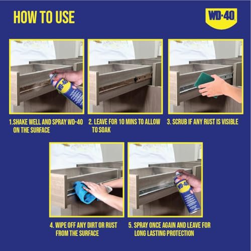 WD-40 Multipurpose Spray, Lubricant, Rust Remover, Cleans Bike Chains, Squeak Noise, Stain Remover, Cleaning Agent, 170g - Image 2