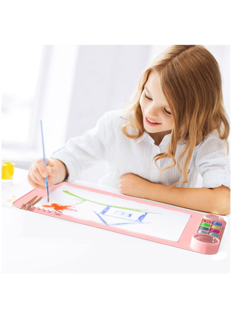 Pink Silicone Craft Mat 19.7x11 Nonstick Washable Painting Mat with Cup Holder Ideal for DIY Art and Clay Projects - Image 3