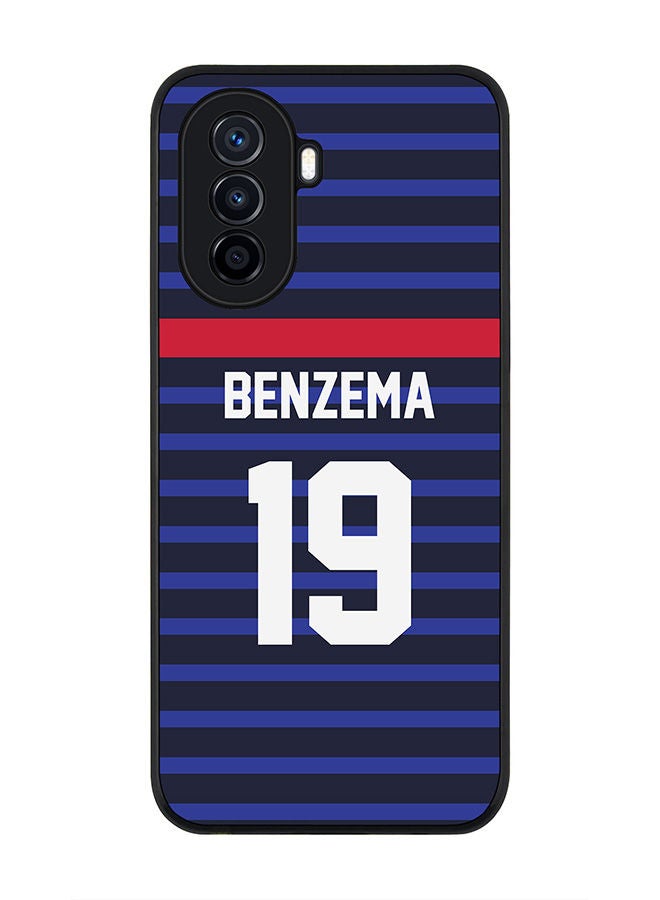 Stylizedd Rugged Black edge case for Huawei Nova Y70  Slim fit Soft Case Flexible Rubber Edges Anti Drop TPU Gel Thin Cover - Football Team - France Player Name - Benzema - Image 1