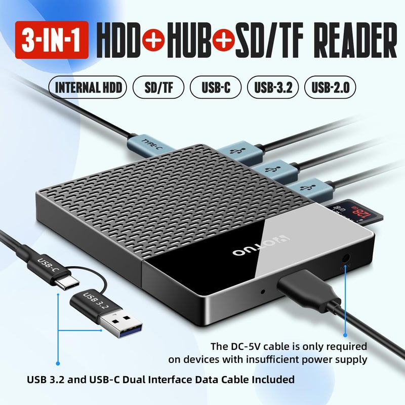 YOTUO 2TB Docking Station External Hard Drive Storage, USB-C Hub + HDD 7-in-1, USB 3.0, SD/TF Card, HDD for Windows, Mac, Android, TV, Phone, Laptop, Desktop, PC - Image 3
