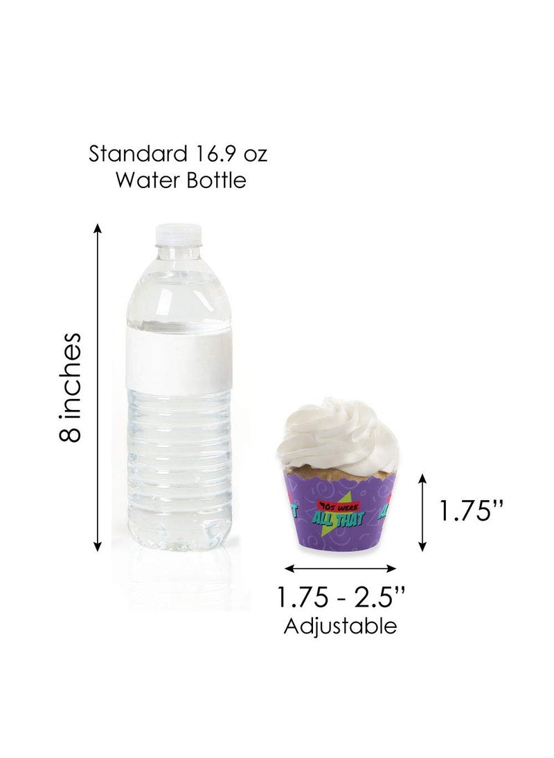 Big Dot of Happiness Big Dot of Happiness 90's Throwback - Cupcake Decoration - 1990s Party Wrappers and Treat Picks Kit - Set of 24  - Image 5