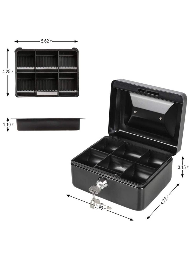N3 Cash Box Steel Register with Tray and Lock Durable Portable Money Box Safe for Bills Jewelry Receipts Coins - Image 3