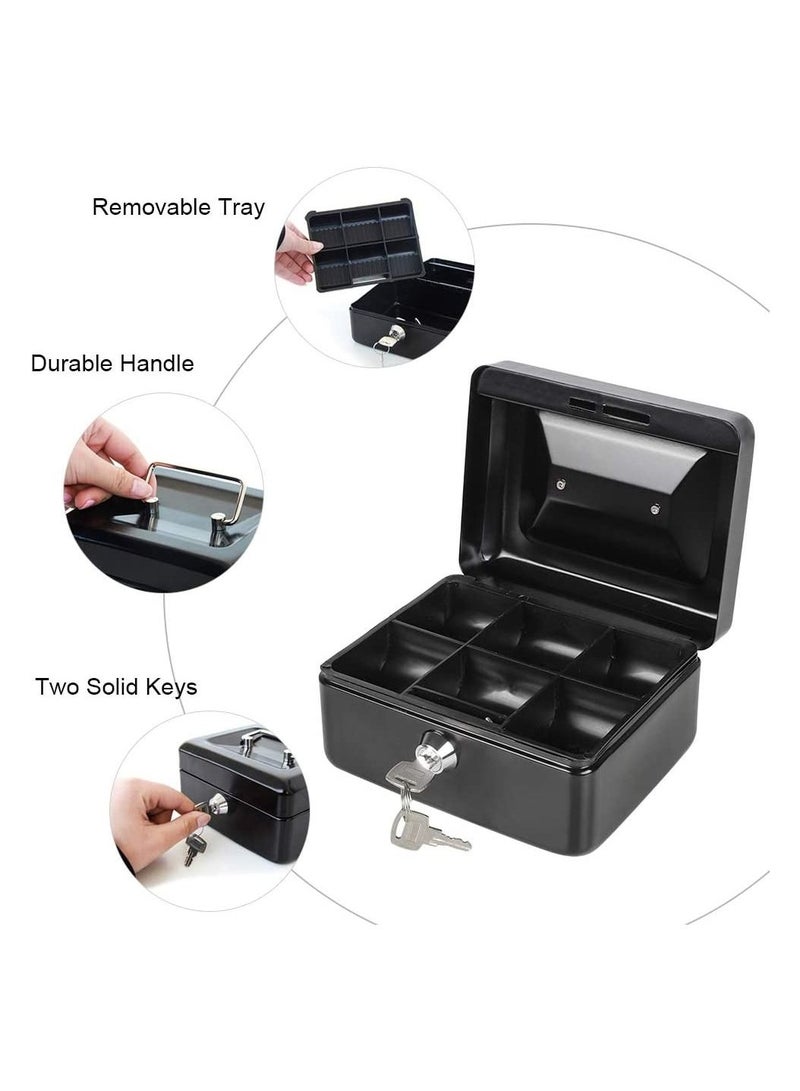 N3 Cash Box Steel Register with Tray and Lock Durable Portable Money Box Safe for Bills Jewelry Receipts Coins - Image 4