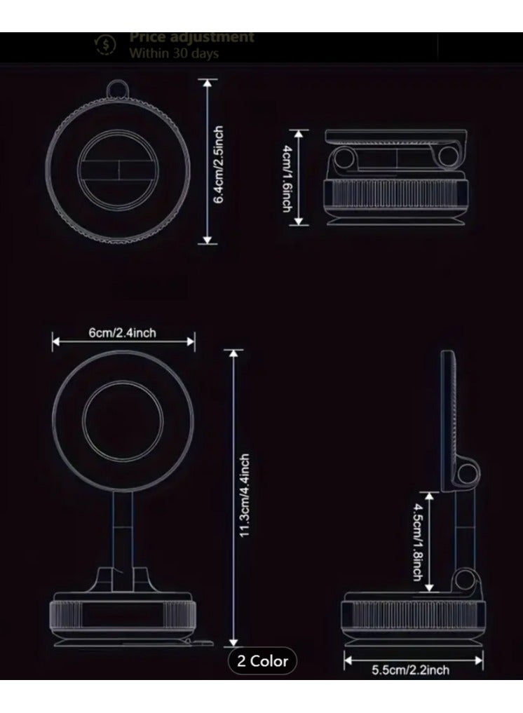 2025 new Adjustable  Foldable Magnetic Phone Holder,  360° Rotatable, Cell Phone Mount Stand, Suitable for Car/Mirror/Smooth Surface ,Durable Holder, Cell Phone Mount Stand - Image 2