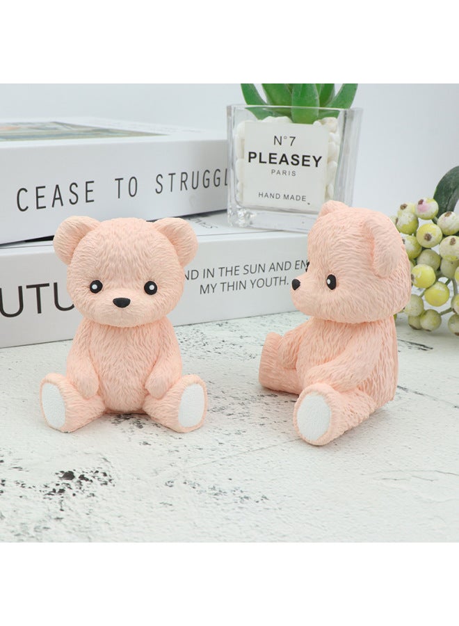 Cute Teddy Bear Car Air Outlet Decoration Car Aromatherapy Gypsum Ornament Mold Round Base Silicone Mold-Color:E2-02/Backpack Bear  - Image 4