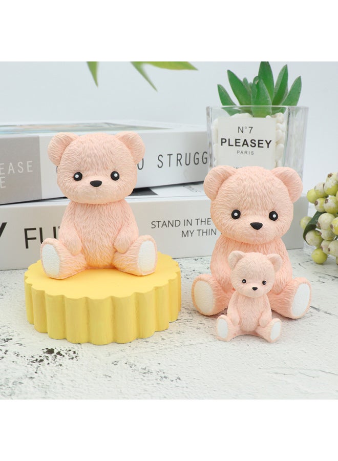 Cute Teddy Bear Car Air Outlet Decoration Car Aromatherapy Gypsum Ornament Mold Round Base Silicone Mold-Color:E2-02/Backpack Bear  - Image 3