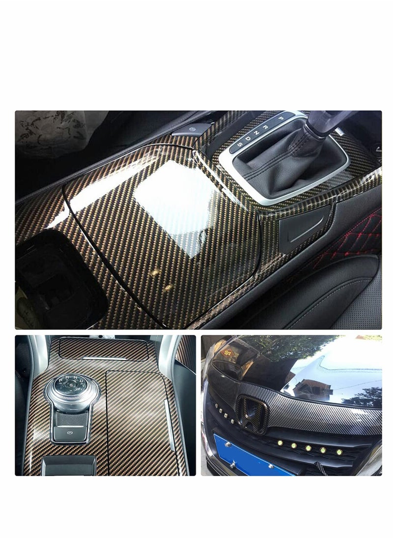 Excefore 2D Carbon Fibre Wrap, Self Adhesive Fiber Vinyl Car Sticker Without Bubble, Waterproof Interior Appearance Protective Film for Cars Motorcycles and Laptop, Black Gold 30 x 300cm  - Image 4