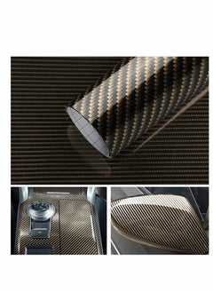 Excefore 2D Carbon Fibre Wrap, Self Adhesive Fiber Vinyl Car Sticker Without Bubble, Waterproof Interior Appearance Protective Film for Cars Motorcycles and Laptop, Black Gold 30 x 300cm  - Image 1