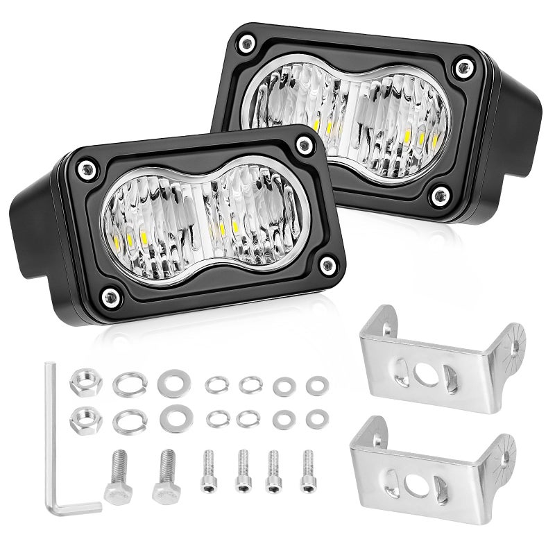 LED Pods AKD Part 3 Inch Flood CREE LED Off Road Lights 40W Small Driving Light Pods Backup Reverse Lights Fog Pod Light 2 Packs for Truck Pickup Motorcycle UTV ATV SUV Dirt Bike Surron