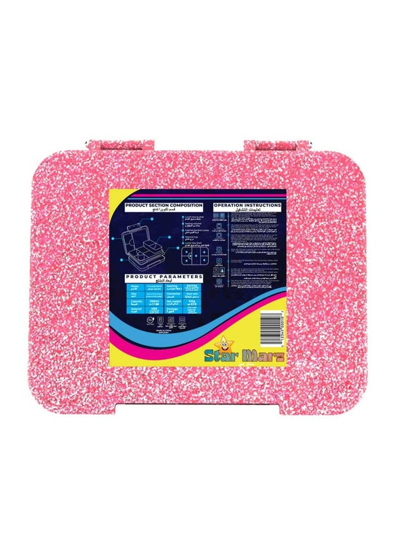 Starmarz StarMarz - Little Princes Pink Bento Glitter Lunch Box with Plastic Water Bottle Dancing Unicorn (480ml) - Purple - Image 2