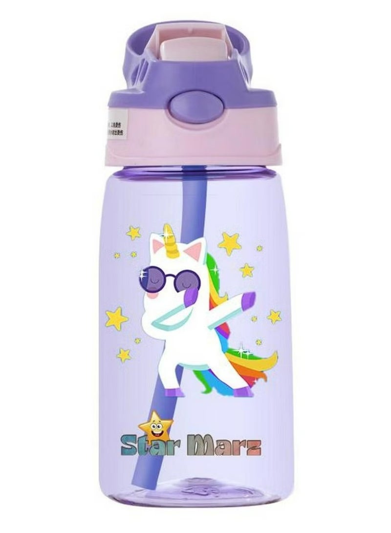 Starmarz StarMarz - Little Princes Pink Bento Glitter Lunch Box with Plastic Water Bottle Dancing Unicorn (480ml) - Purple - Image 3