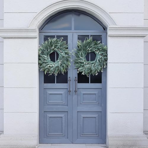 YXZZWL 26" Eucalyptus Wreath for Front Door - Large Artificial Greenery Outdoor Wreath for Porch, Window,Farmhouse,Home,Holiday,Hanging Decor- Spring, Summer, Fall, All Seasons (Green) - Image 4