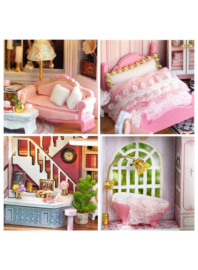 CUTEROOM DIY Miniature House Kit, CUTEROOM Wooden Dollhouse Kit Tiny House Making Kit with Furnitures, DIY Dollhouse Kit Gift for Women and Girls (Romantic Castle) - Image 5